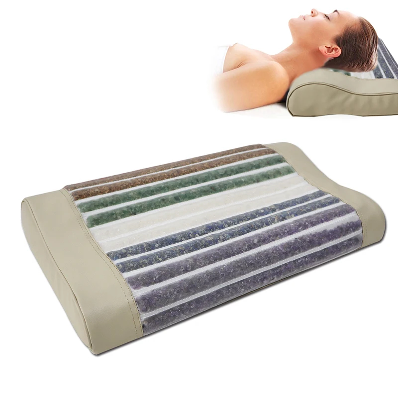 Neck Traction Pillow - 크리스탈 베개 옥 보석 마사지 네거티브