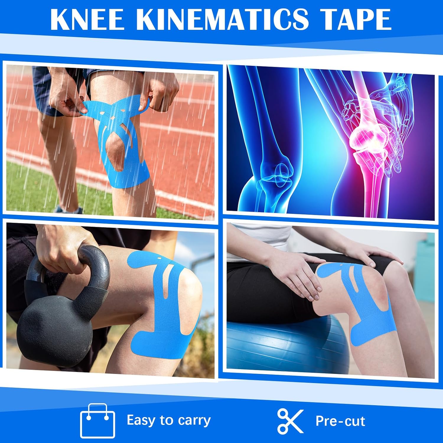 무릎용 프리컷 운동 테이프 10개, 방수 탄성 통기성  - Kinesiology Tape Sports 리뷰 및 가격