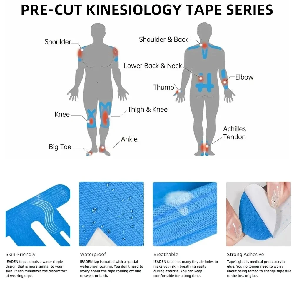 무릎용 프리컷 운동 테이프 10개, 방수 탄성 통기성  - Kinesiology Tape Sports 리뷰 및 가격