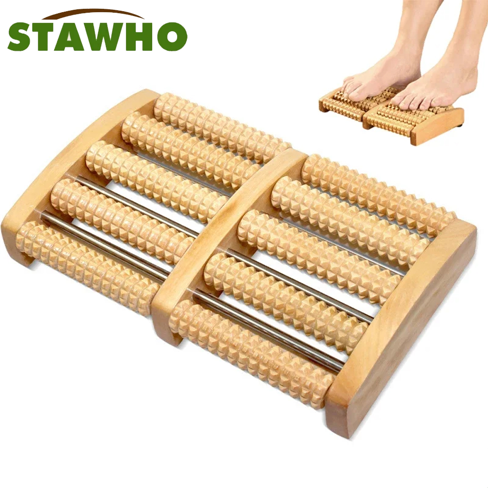 나무 발 마사지 롤러는 피로 발 통증과 발바닥 근막염을 - Reflexology Foot Roller 리뷰 및 가격